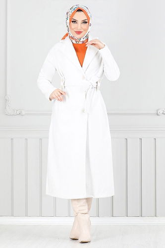 moda selvim Coat MSL5966-M Ecru - Thumbnail