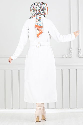 moda selvim Coat MSL5966-M Ecru - Thumbnail