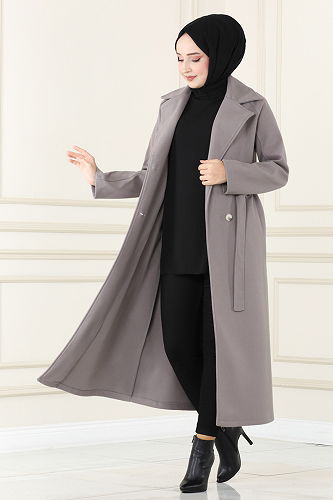 moda selvim Coat MSL5966-M Gray - Thumbnail
