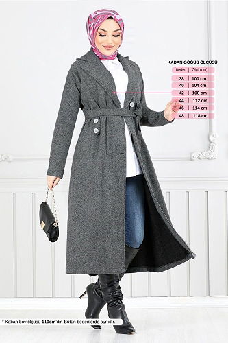 moda selvim معطف رمادي غامق MSL5966-M - Thumbnail