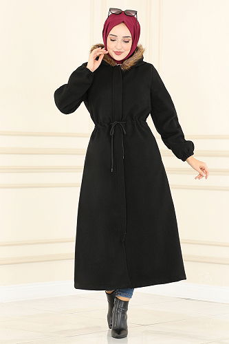 moda selvim Coat MSL5973-M Black - Thumbnail