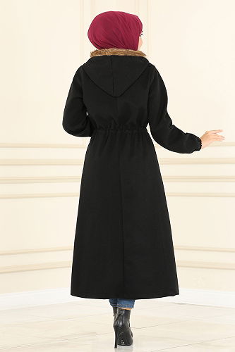 moda selvim Coat MSL5973-M Black - Thumbnail