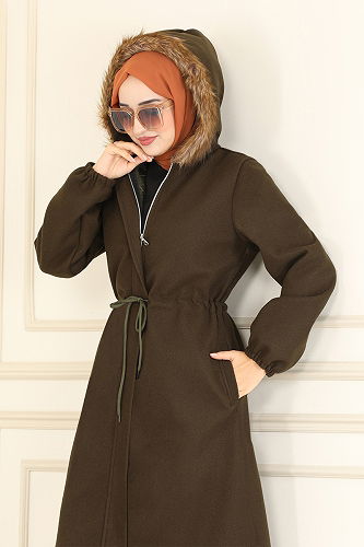 moda selvim معطف اخضر عفني MSL5973-M - Thumbnail