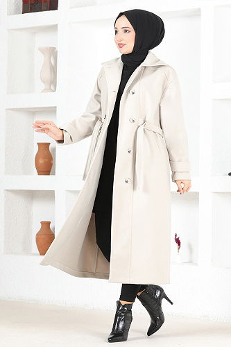 moda selvim Coat MSL7007-M Stone - Thumbnail