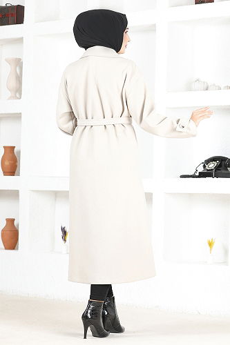 moda selvim Coat MSL7007-M Stone - Thumbnail