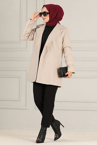 moda selvim Coat MSS5050-M Beige - Thumbnail