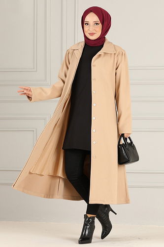 moda selvim Coat MSS5065-M Beige - Thumbnail