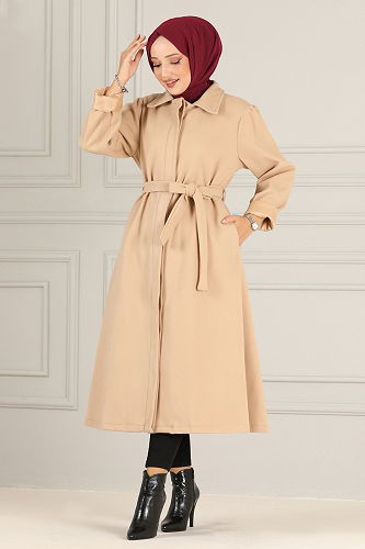 moda selvim معطف بيج MSS5065-M - Thumbnail