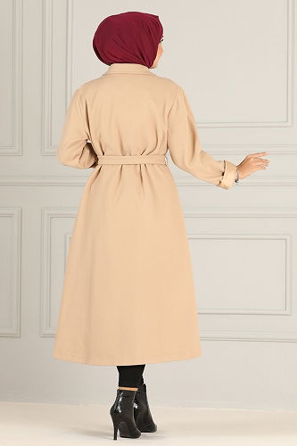 moda selvim معطف بيج MSS5065-M - Thumbnail