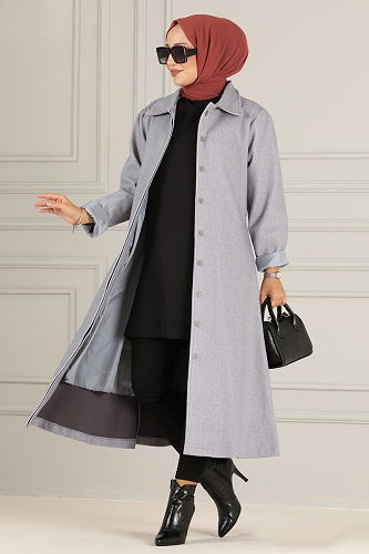 moda selvim Coat MSS5065-M Gray - Thumbnail