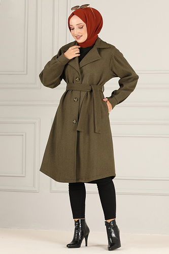 moda selvim Coat MSS5066-M Khaki - Thumbnail