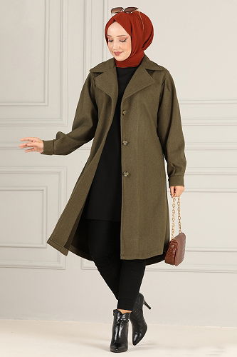 moda selvim معطف اخضر عفني MSS5066-M - Thumbnail