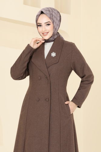 moda selvim Coat PL9091 Brown - Thumbnail