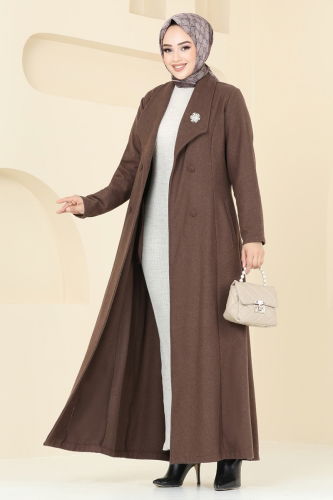 moda selvim Coat PL9091 Brown - Thumbnail