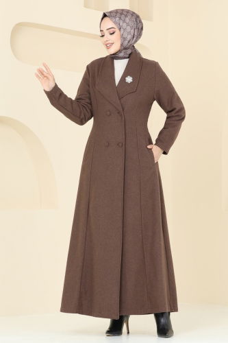 moda selvim Coat PL9091 Brown - Thumbnail