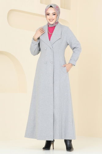 moda selvim Coat PL9091 Gray - Thumbnail