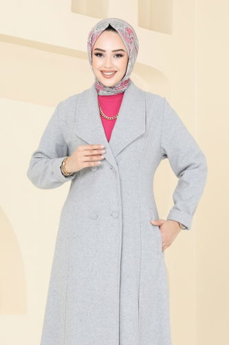 moda selvim Coat PL9091 Gray - Thumbnail