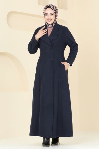 moda selvim Coat PL9091 Navy Blue - Thumbnail