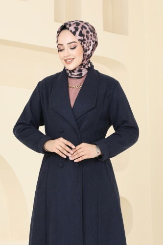 moda selvim Coat PL9091 Navy Blue - Thumbnail