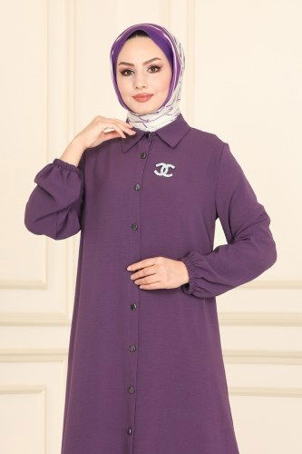 moda selvim 0876FYZ804 ليلكي غامق طقم - Thumbnail