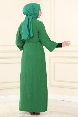 moda selvim 1001YNS793 بينيتون الأخضر والأسود طقم - Thumbnail