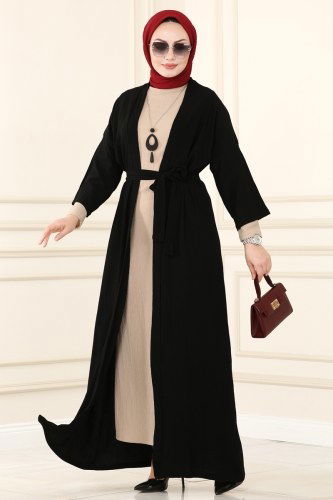 moda selvim 1001YNS793 لون أسود مع فيزيون طقم - Thumbnail