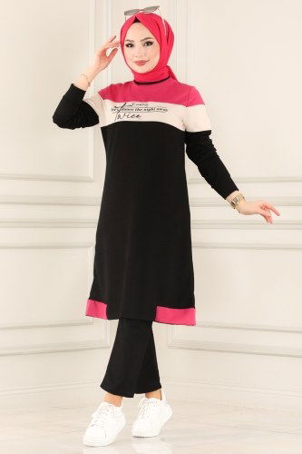 moda selvim Combine 1036MRT754 Fuchsia&Black - Thumbnail