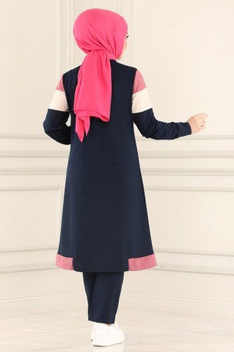 moda selvim Combine 1036MRT754 Lilac&Navy Blue - Thumbnail