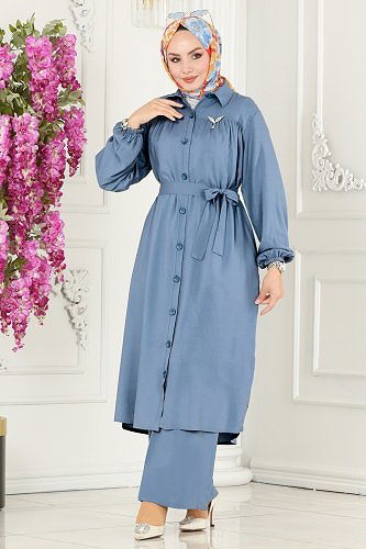 moda selvim 1080BRZ597 سماوي طقم - Thumbnail