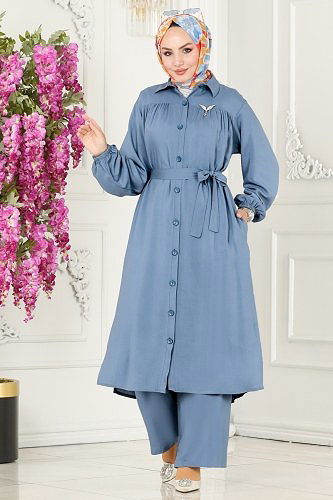 moda selvim 1080BRZ597 سماوي طقم - Thumbnail