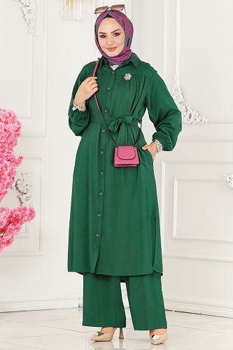 moda selvim 1080BRZ597 الزيتي طقم - Thumbnail