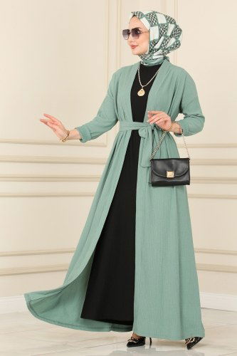 moda selvim 111YNS793 اسود وتركوازي طقم - Thumbnail