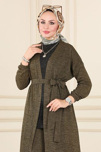 moda selvim 116DVL817 اسود وعفني طقم - Thumbnail