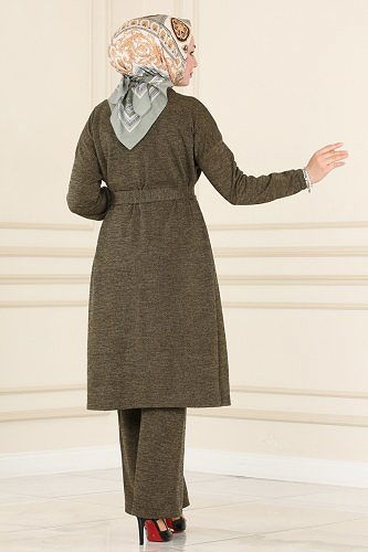 moda selvim 116DVL817 اسود وعفني طقم - Thumbnail