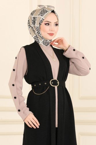 moda selvim 1210ASM762 لون أسود مع فيزيون طقم - Thumbnail