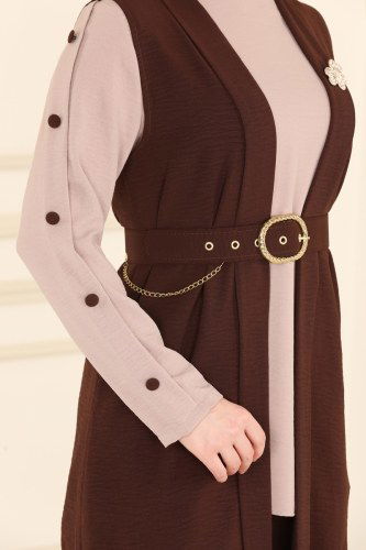 moda selvim 1210ASM762 براون والرؤية طقم - Thumbnail
