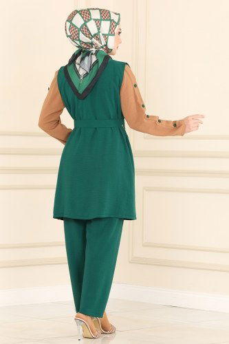 moda selvim 1210ASM762 الزيتي واللحمي طقم - Thumbnail