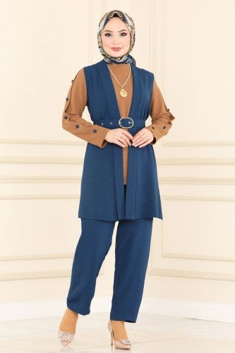 moda selvim 1210ASM762 ياقوتي&لحمي طقم - Thumbnail