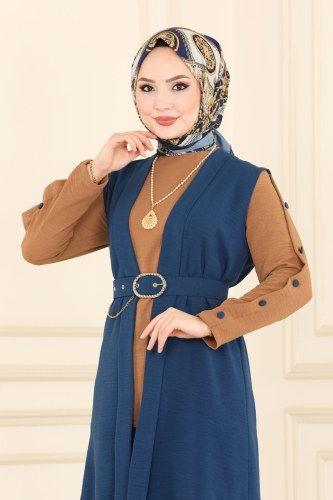 moda selvim 1210ASM762 ياقوتي&لحمي طقم - Thumbnail