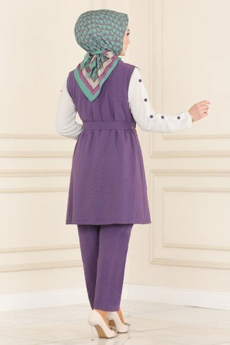 moda selvim Combine 1210ASM762 Lilac&Ecru - Thumbnail