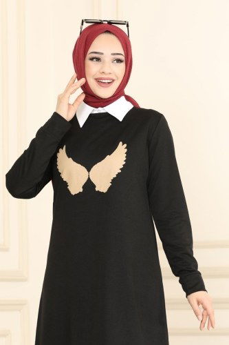 moda selvim 1212ASY563 اسود طقم - Thumbnail