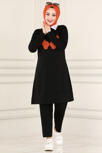 moda selvim Combine 1212ASY563 Black&Orange - Thumbnail
