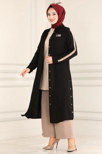 moda selvim 1279AY342 لون أسود مع فيزيون طقم - Thumbnail