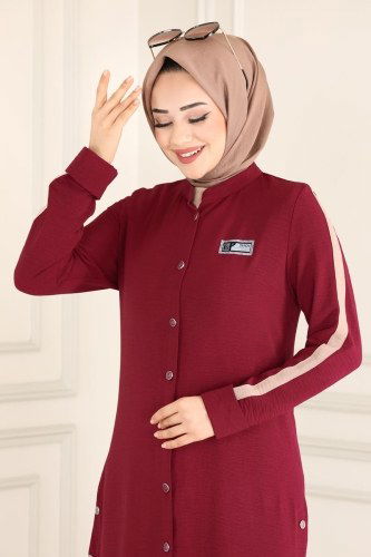 moda selvim 1279AY342 لون الخمري مع الفيزيون طقم - Thumbnail