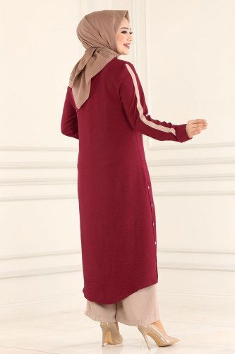 moda selvim 1279AY342 لون الخمري مع الفيزيون طقم - Thumbnail