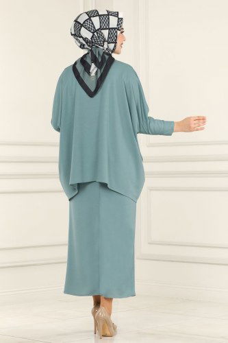 moda selvim 1502UKB139 تركوازي طقم - Thumbnail