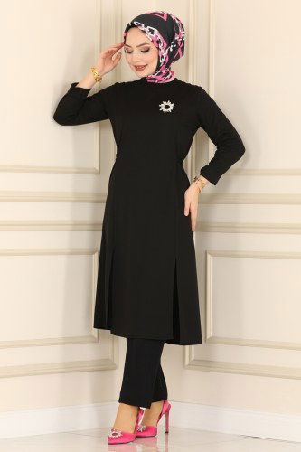 moda selvim 1528UKB139 اسود طقم - Thumbnail