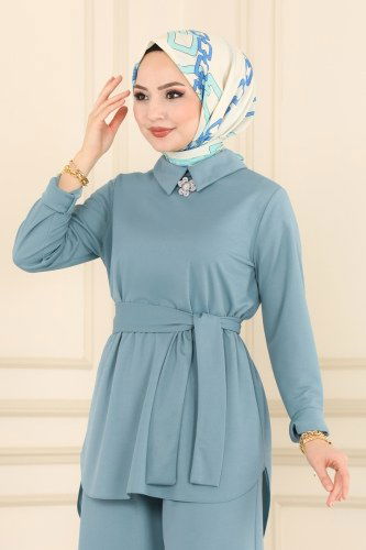 moda selvim 1539UKB139 تركوازي طقم - Thumbnail