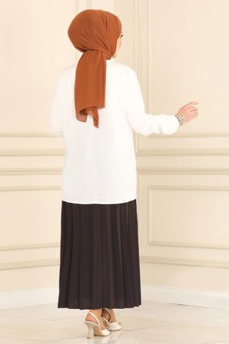 moda selvim Combine 1565MH427 Ecru&Brown - Thumbnail