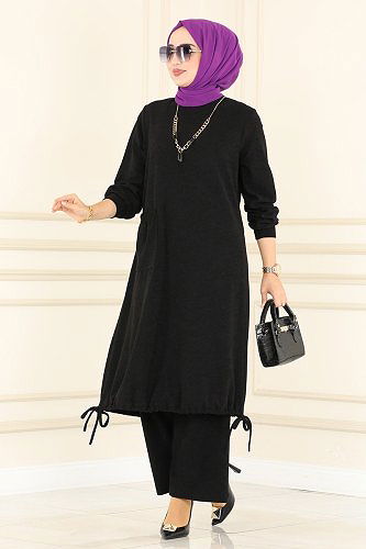 moda selvim 157DVL817 اسود طقم - Thumbnail